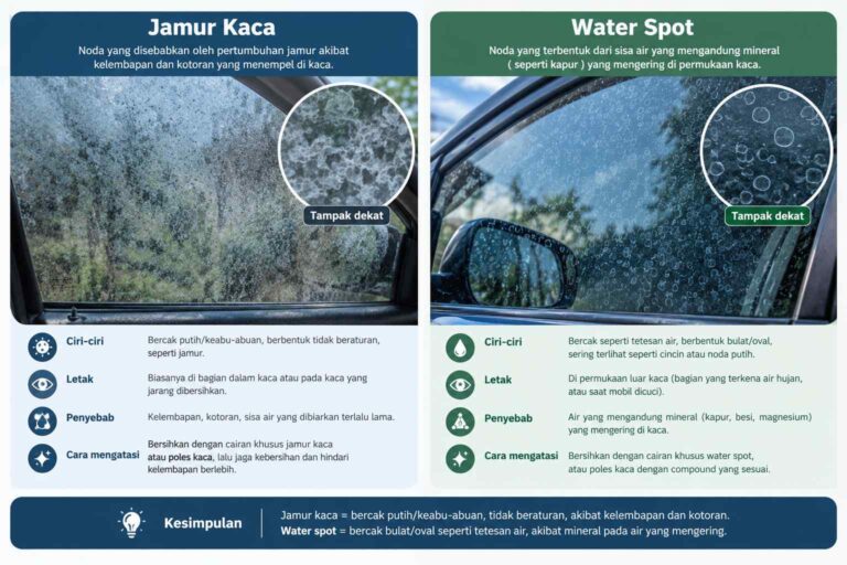 Perbedaan Jamur Kaca dan Water Spot Mobil